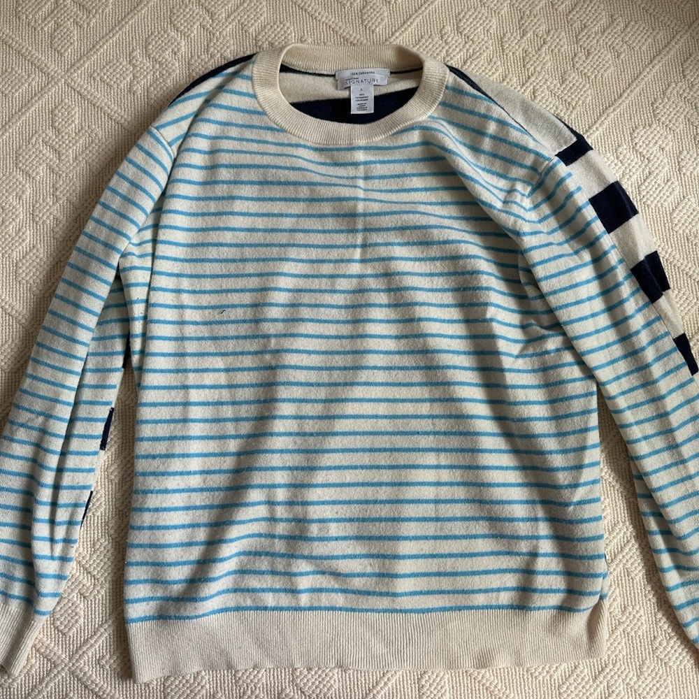 Nordstrom Signature 100% Cashmere Striped Sweater